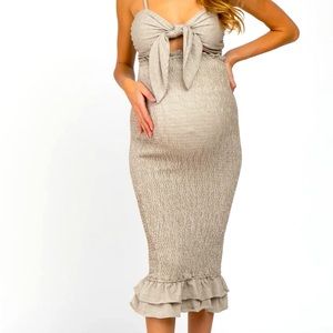 Gingham Smocked Maternity Dress